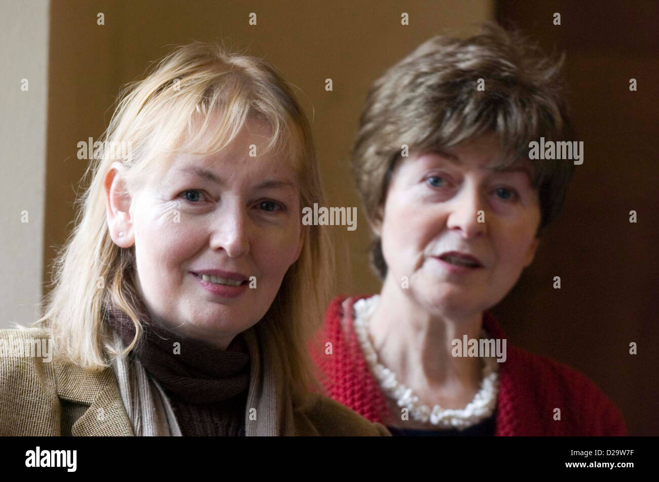 The reclusive folk singer Mary Hopkin (left) with her sister Carole. Stock Photo