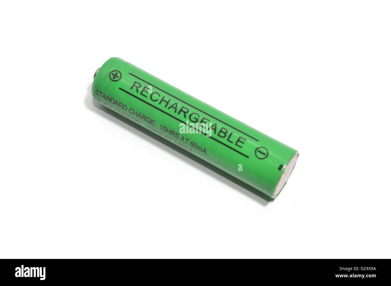Green rechargeable AA battery Stock Photo