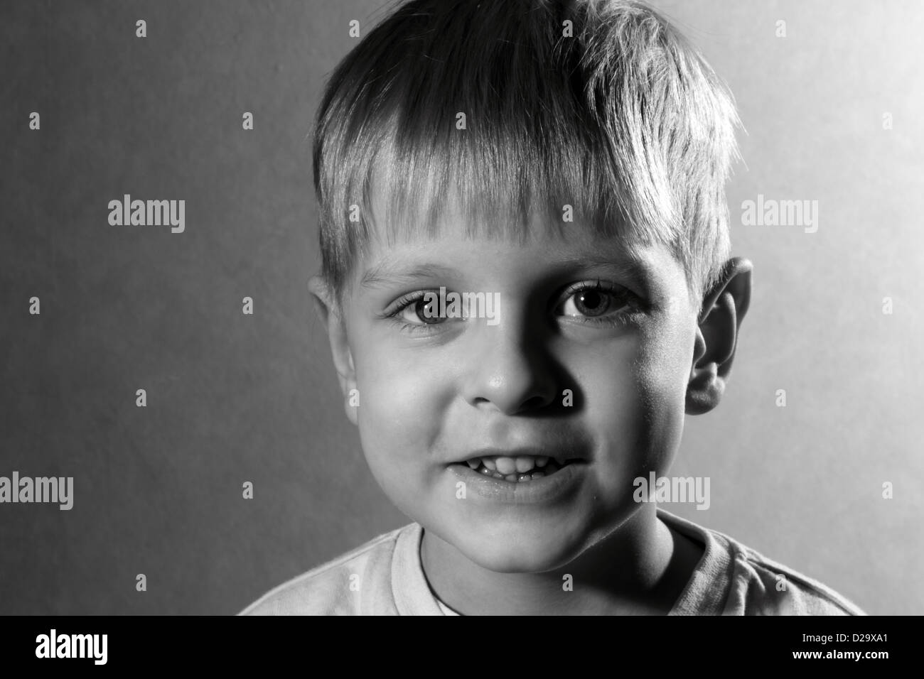 black and white portrait of cute little boy Stock Photo - Alamy