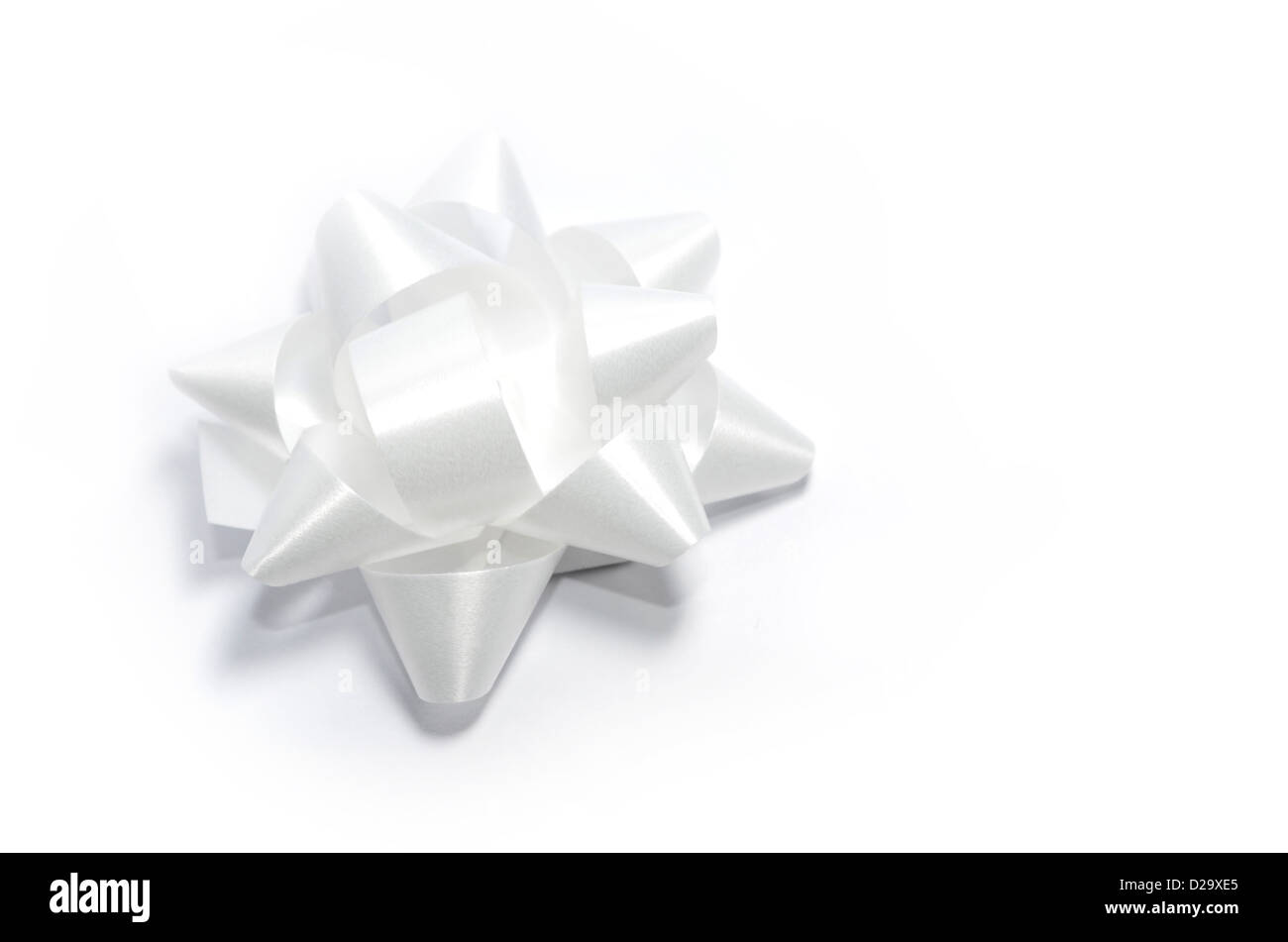 White gift bow on white background Stock Photo