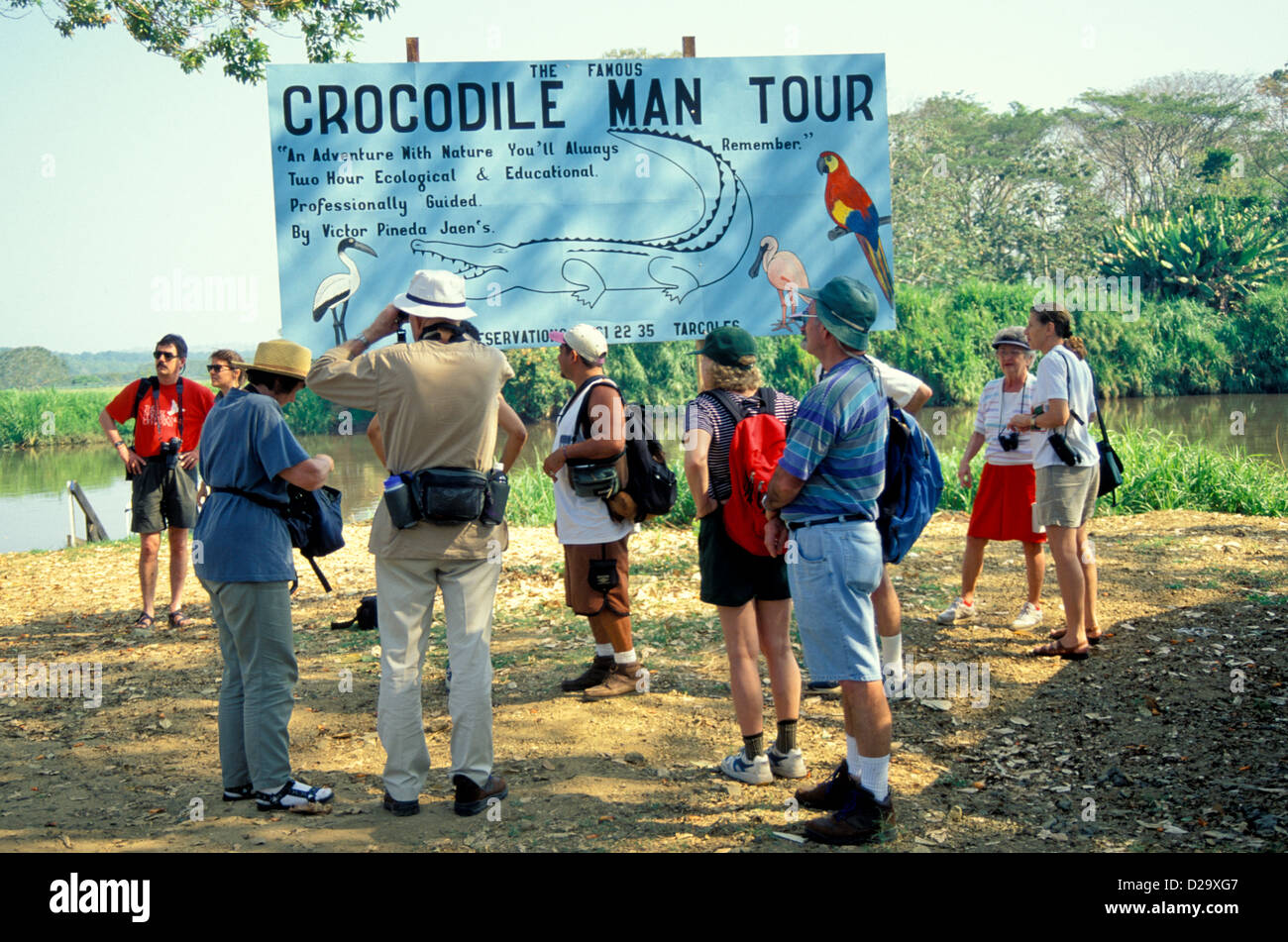 Costa Rica: Group Gathered With Guide For Wildlife Tour, An Example Of Ecotourism Stock Photo