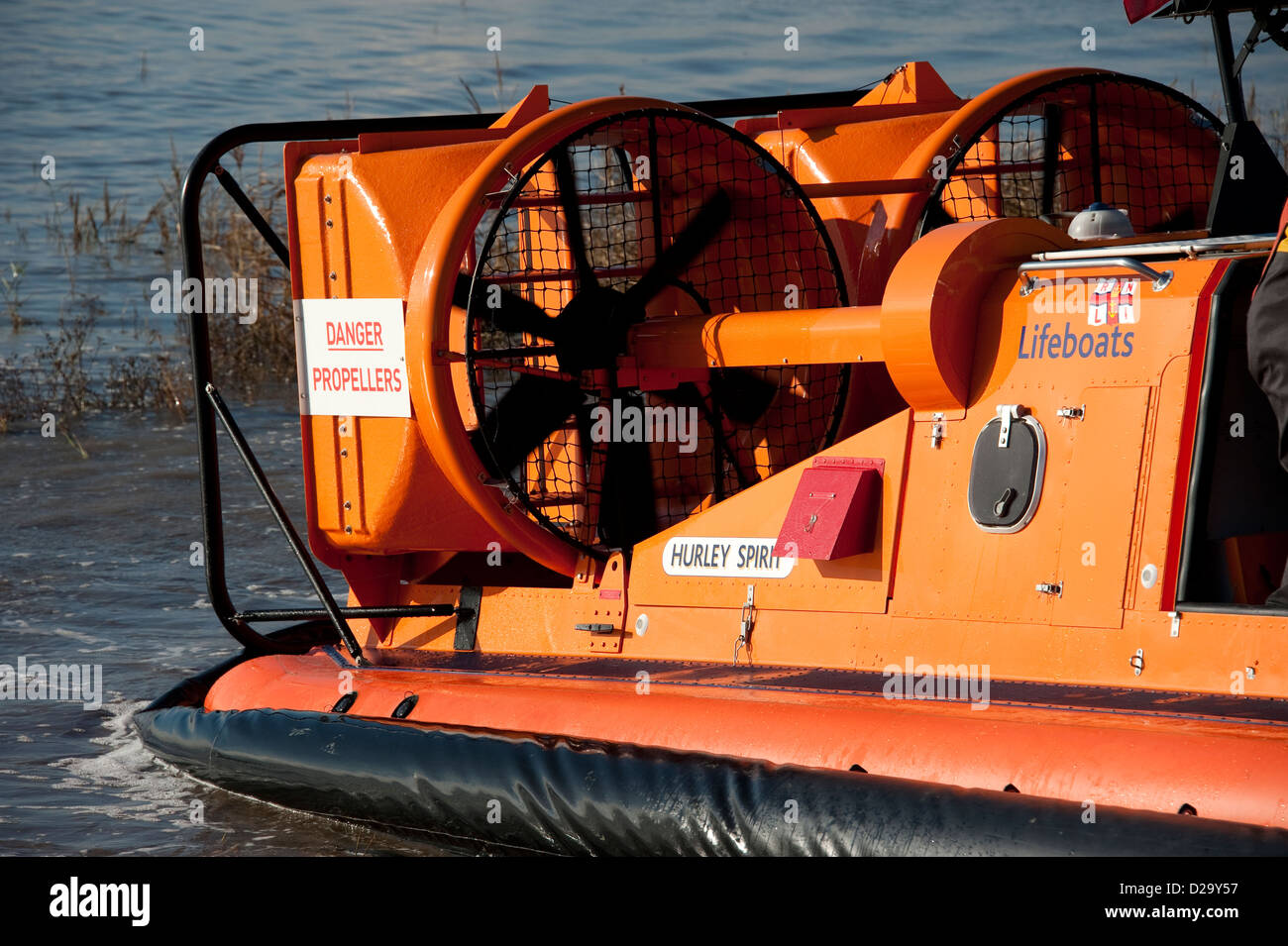 RNLI Rescue Hovercraft Danger Propellers Lifeboat Stock Photo