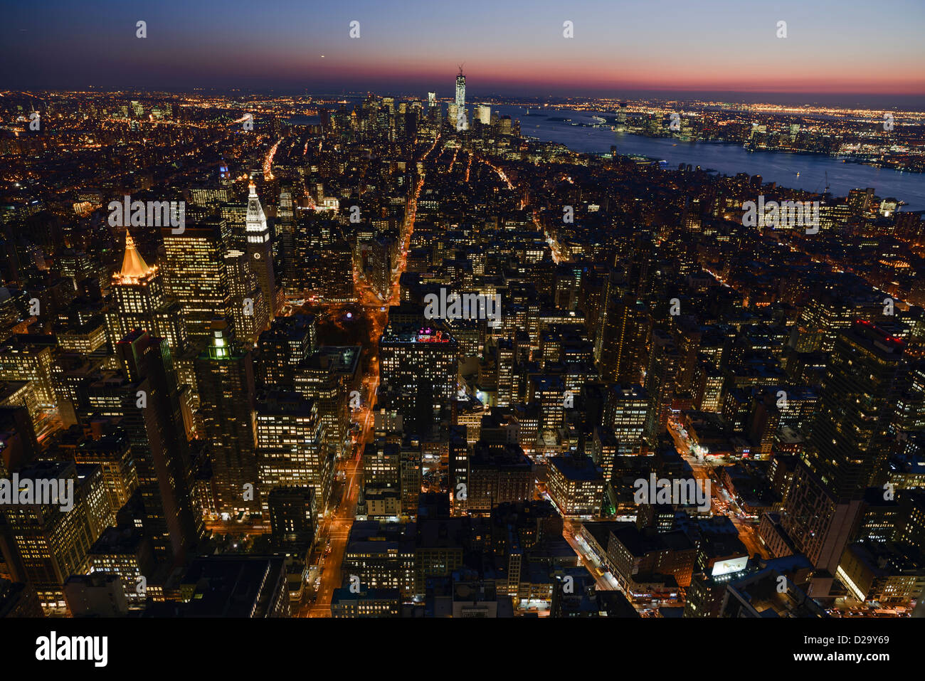 New York City Skyline at dusk, Midtown Manhattan, New York, USA Stock Photo