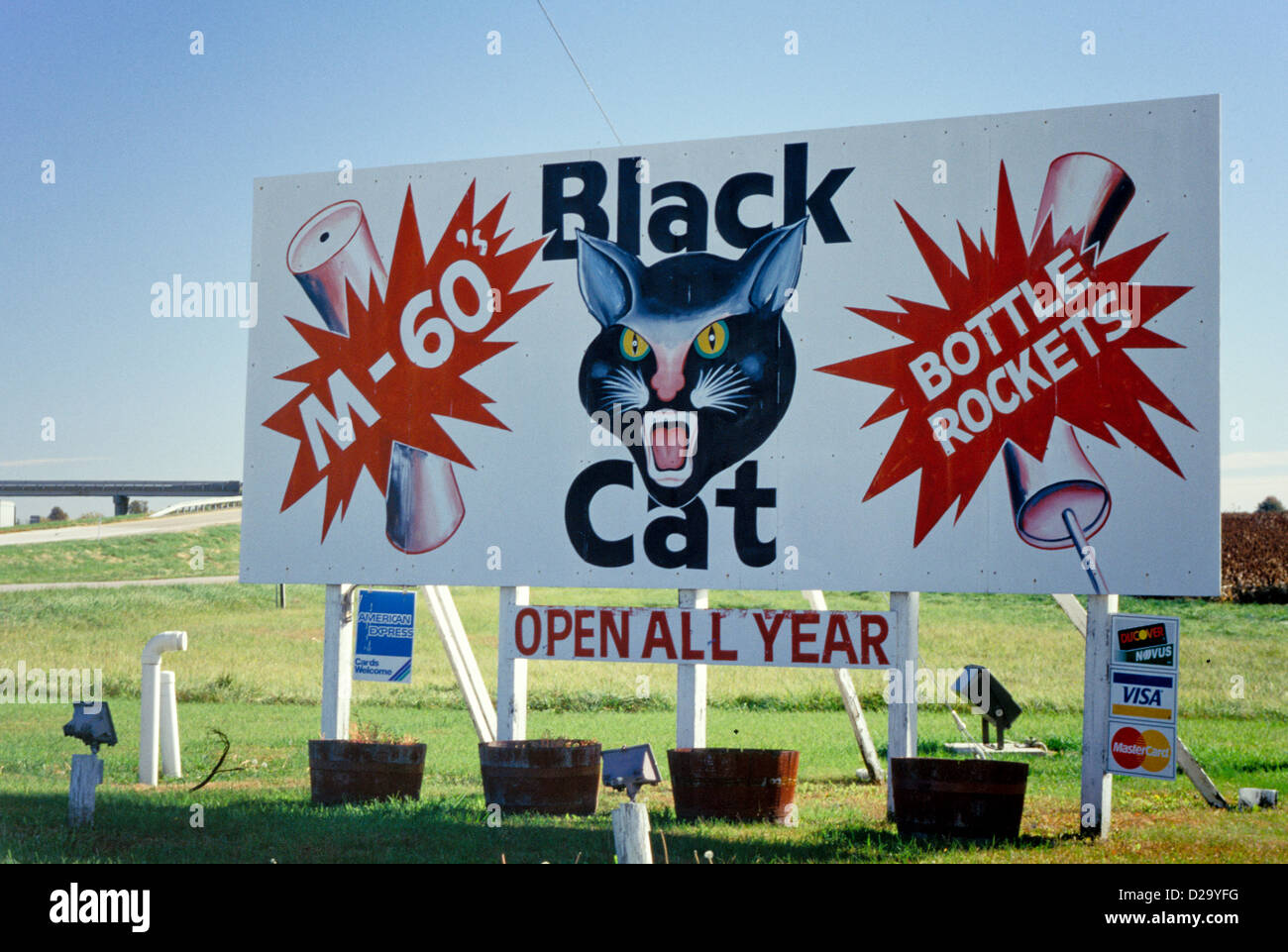 Tennessee, Gatlinburg. Large Billboard Advertising Fireworks, Rockets Stock Photo