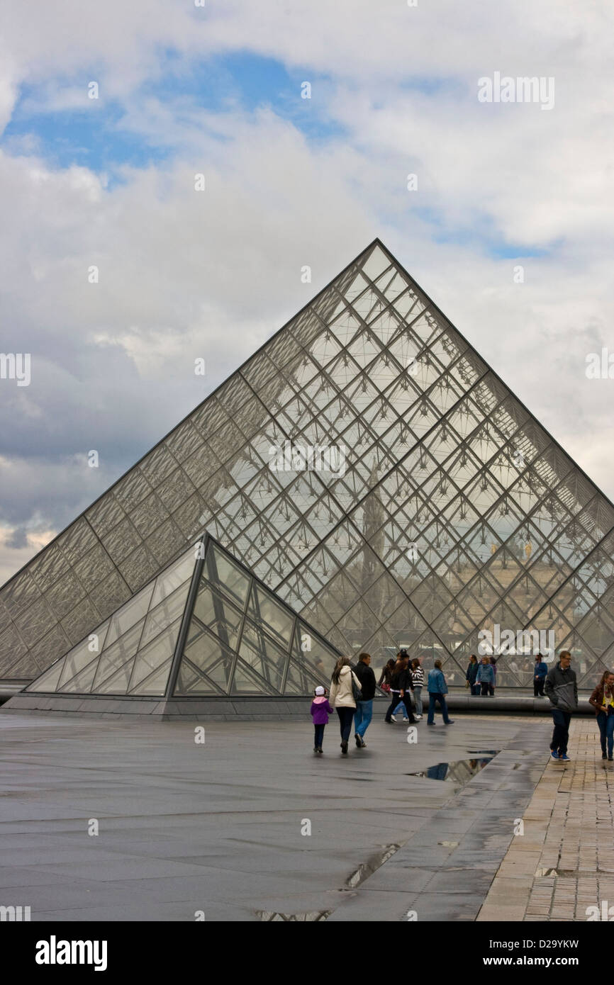 Louvre Pyramid Pyramide du Louvre by Leoh Ming Pei Paris Ile-de-France Europe Stock Photo