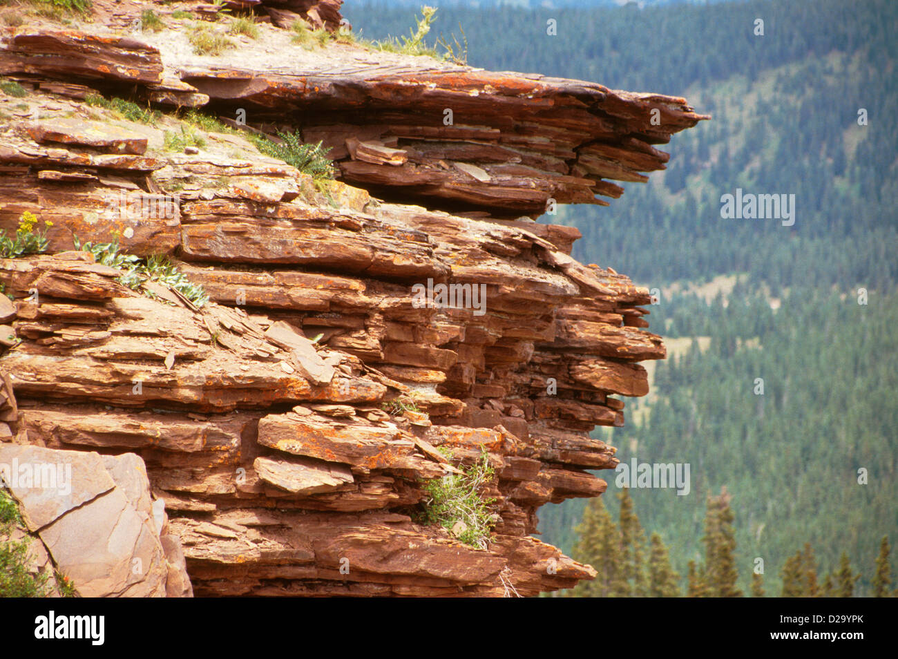 Colorado outcrop red shale slate nature geology joints hires stock