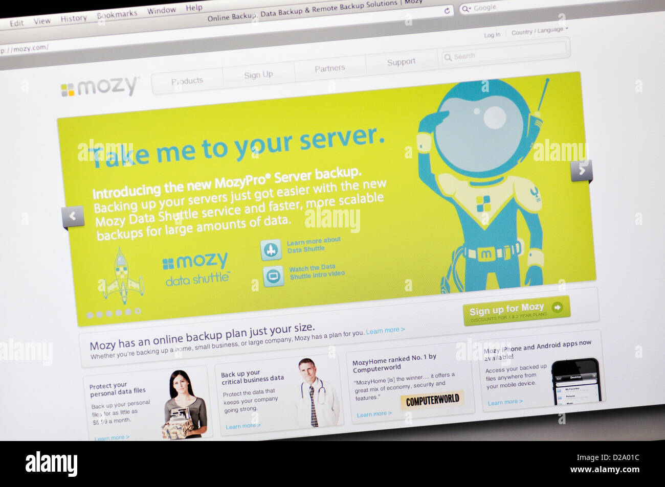 Mozy website - online computer backup Stock Photo