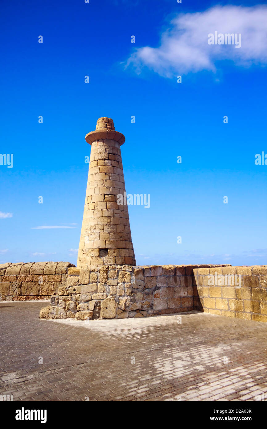 Iconic lighthouse situated on the Kyrenia harbour in Cyprus. Stock Photo