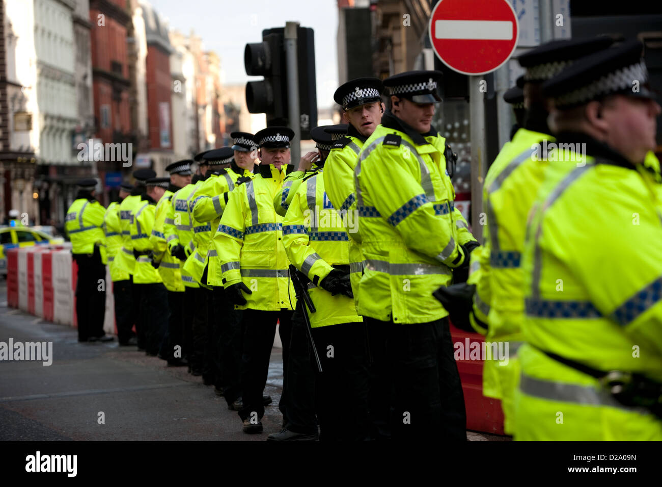 Row of Police Officers at Public Order Event UK Stock Photo