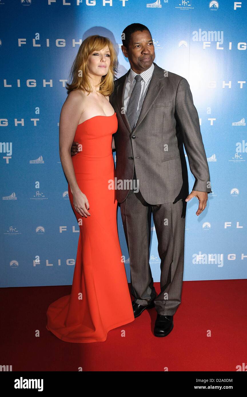 Cast attends the Flight - UK Premiere on 17/01/2013 at The Empire Leicester Square, London. Persons pictured: Denzel Washington, Kelly Reilly. Picture by Julie Edwards Stock Photo