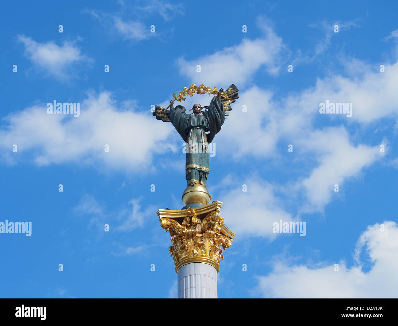 The Independence Monument at the Independence Square in Kiev, Ukraine Stock Photo