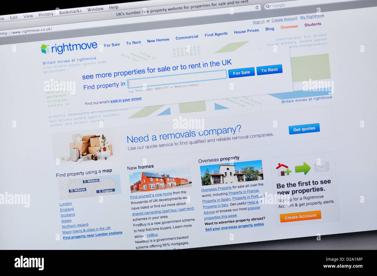 Rightmove website online property search Stock Photo Alamy