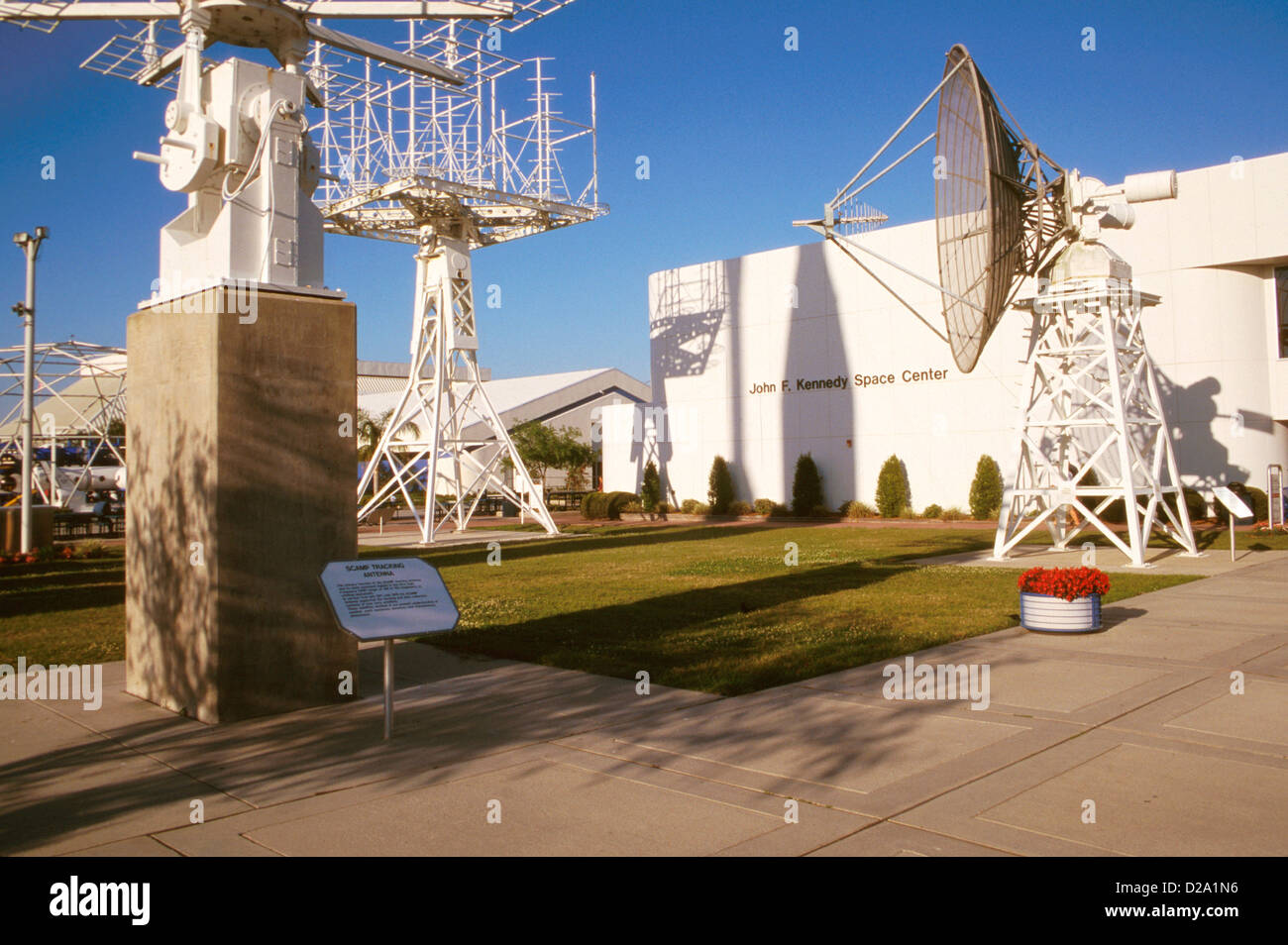 Florida, Kennedy Space Center. Rocket Garden, Antennas. Stock Photo