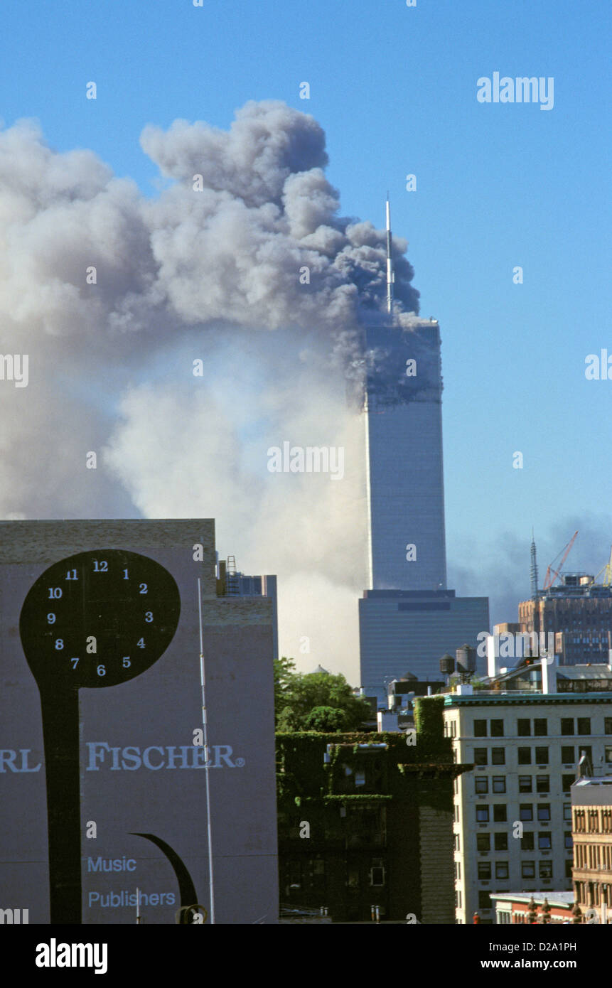 New York City, 9/11/01. World Trade Center Attack. Stock Photo