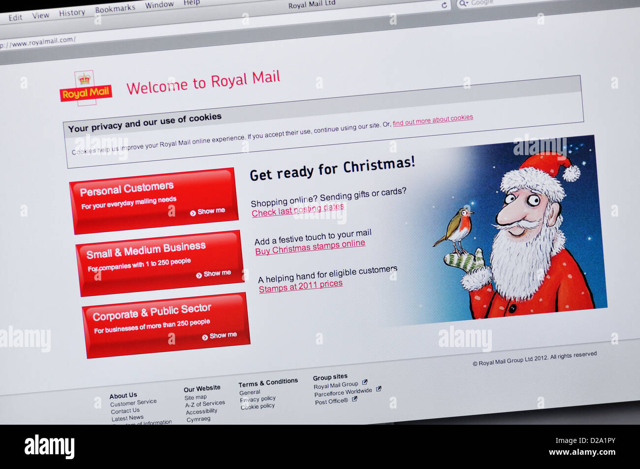 Royal Mail postal services website online postal information Stock