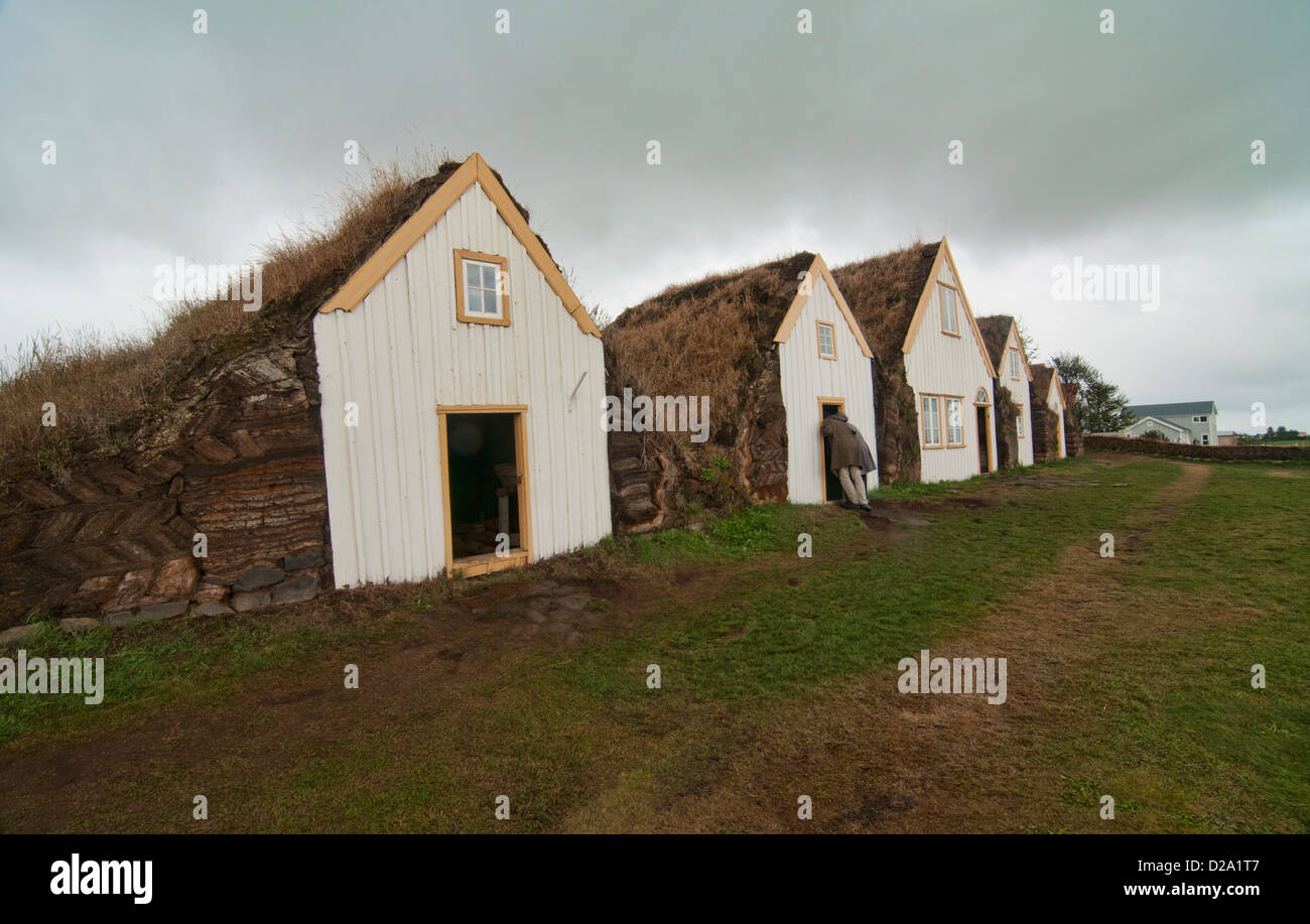 traditional turf houses at the Glaumbaer Farm in Skagafjordur, northern Iceland Stock Photo