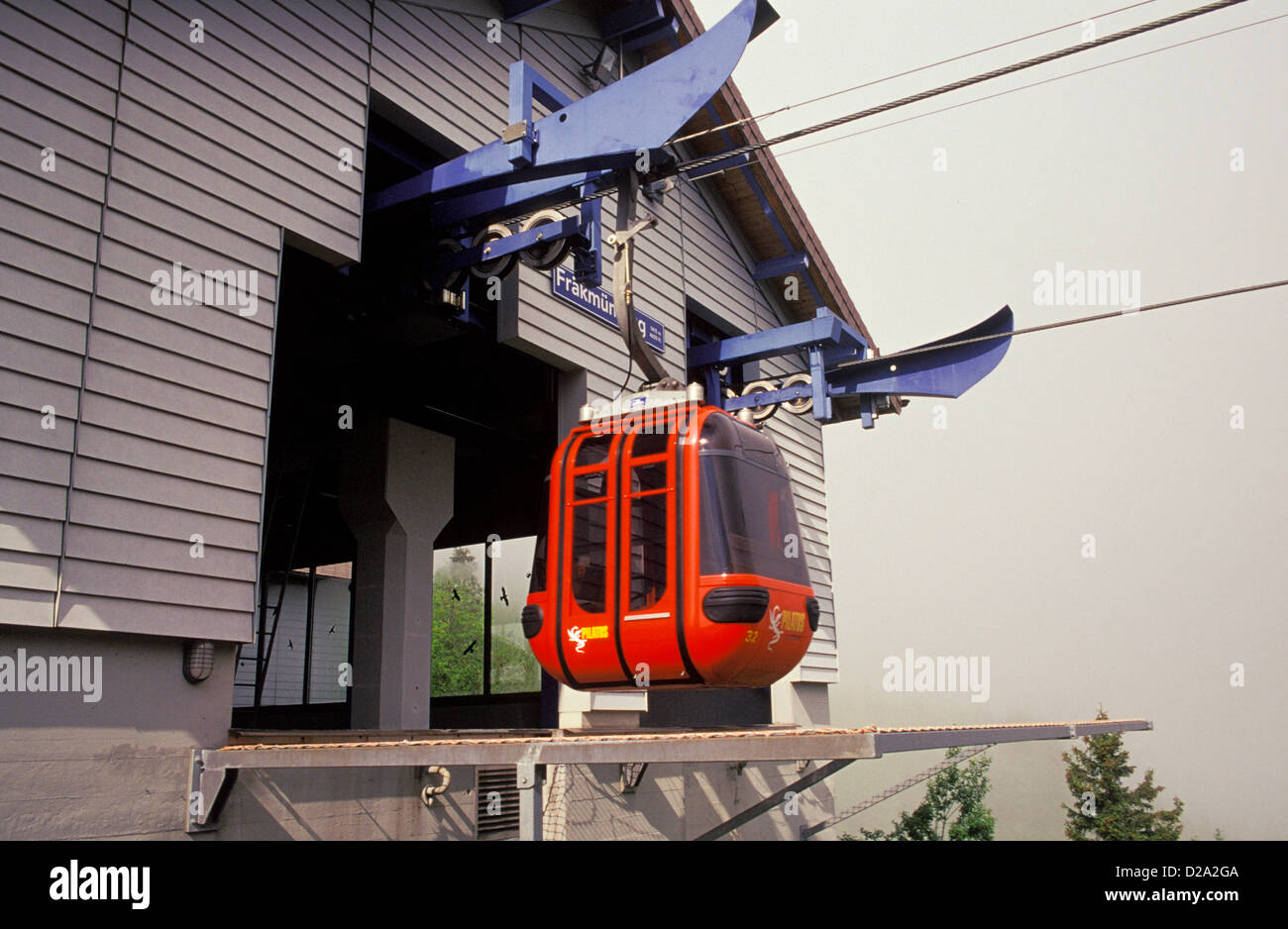 Switzerland. Kriens. Gondola At Frakmuntegg Station. Aerial Cableway