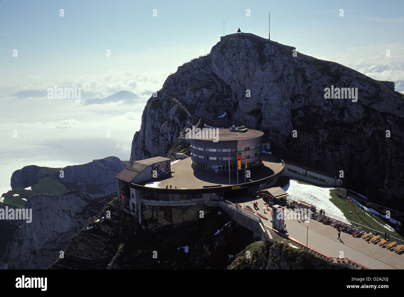 Switzerland. Mt. Pilatus. Mountain. Hotel Bellevue. Esel In Background