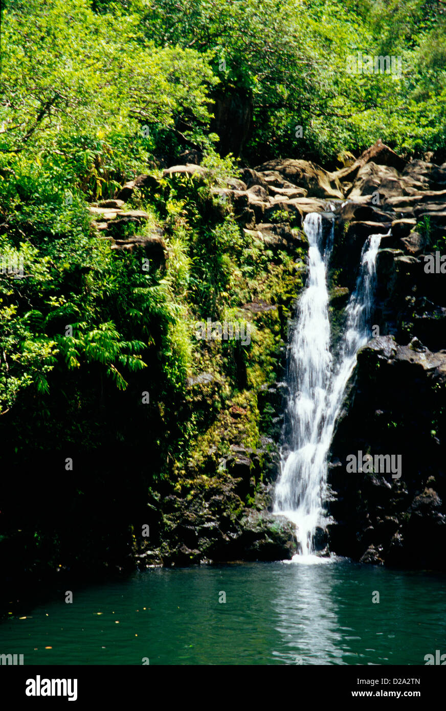 Hawaii, Maui. Waterfalls Along Highway 360, Road To Hana Stock Photo
