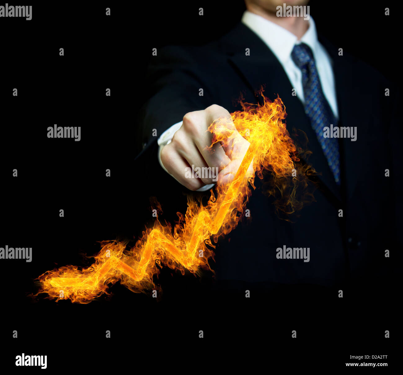 Businessman Touching a Graph Indicating Growth Stock Photo - Alamy