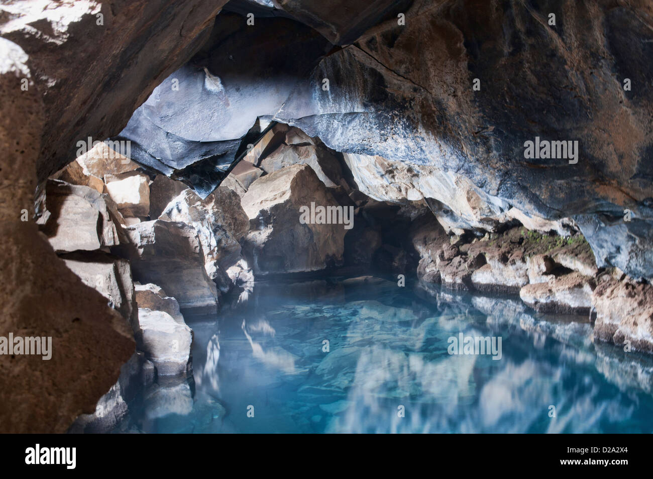 Grjotagjá Cave near Reykjahlíð at Mývatn, Iceland, Europe Stock Photo