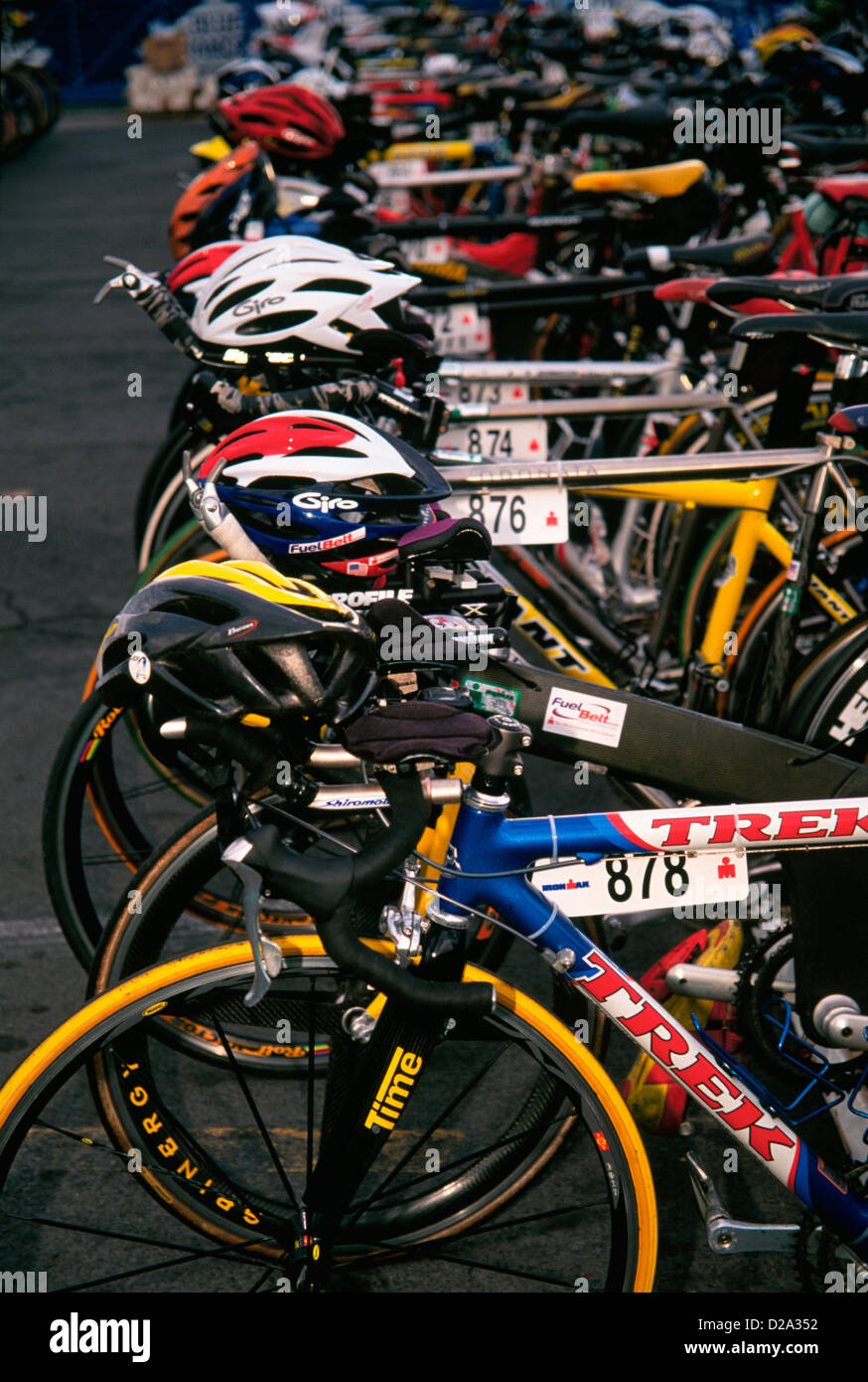 Bicycles Ready In The Transition Area During The 2001 Ironman World