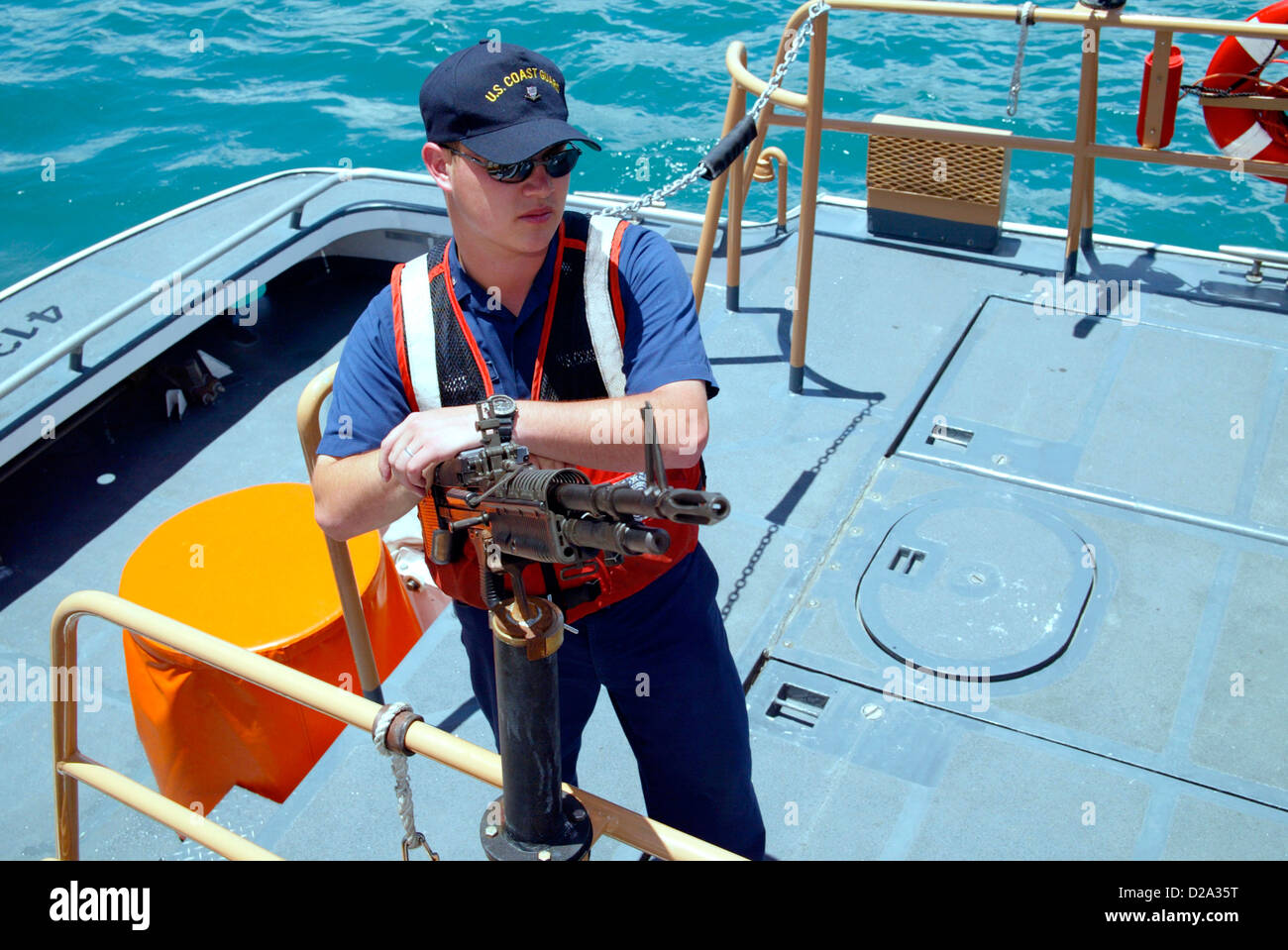 U.S. Coast Guard Boat On A Patrol Mission In Honolulu Harbor Stock ...