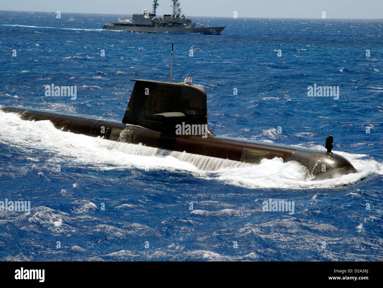 Hawaii, Submarine Emerging During Naval Exercise Stock Photo