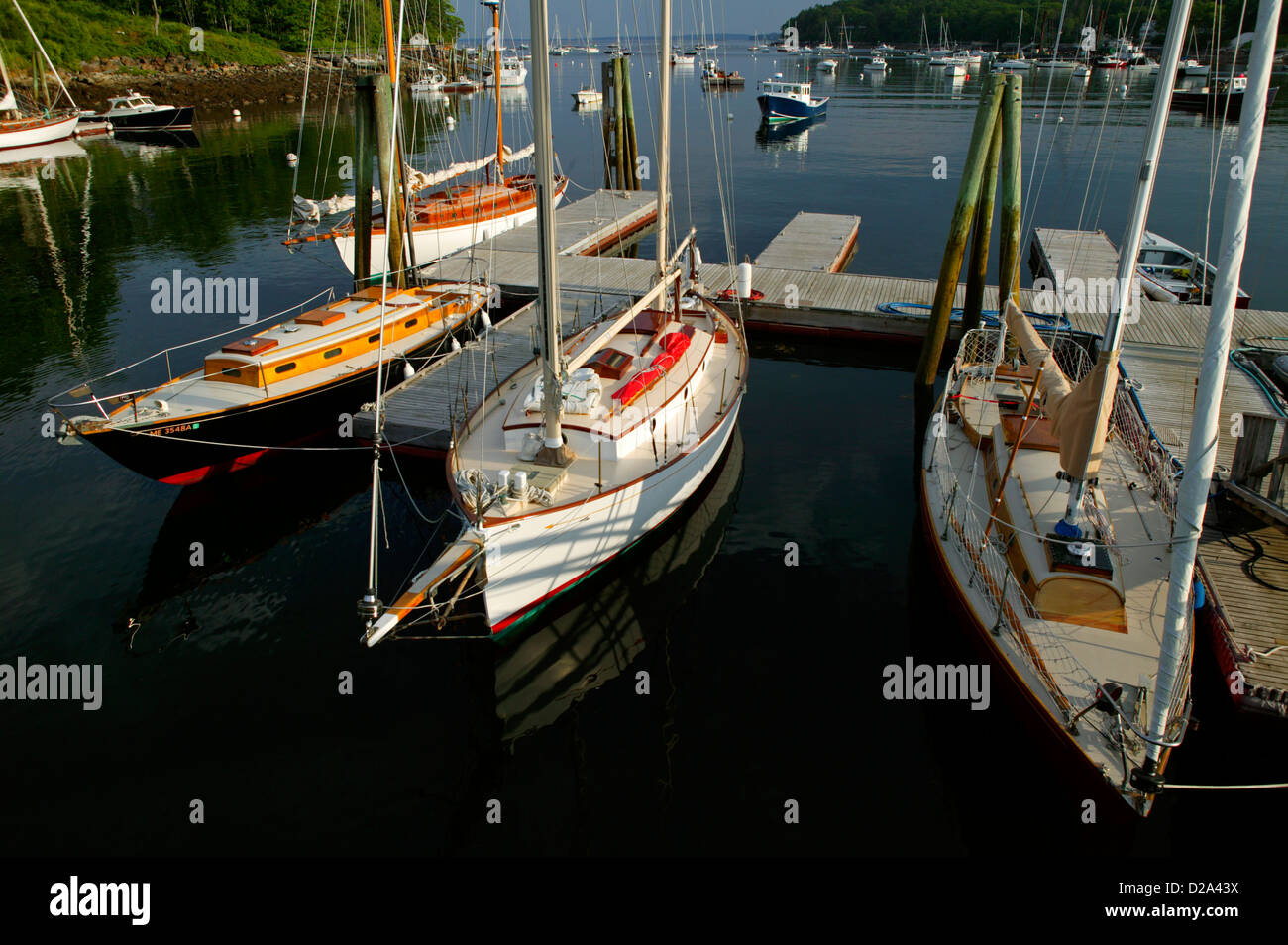 Classic Sailboats At The Docks In Rockport, Maine Stock Photo Alamy