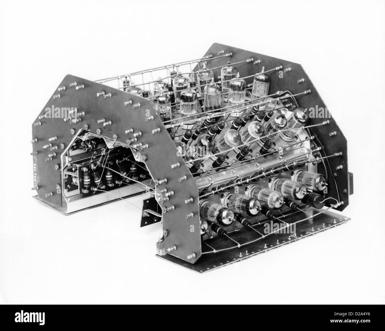 Vacuum Tube Array In Early Computer. Stock Photo
