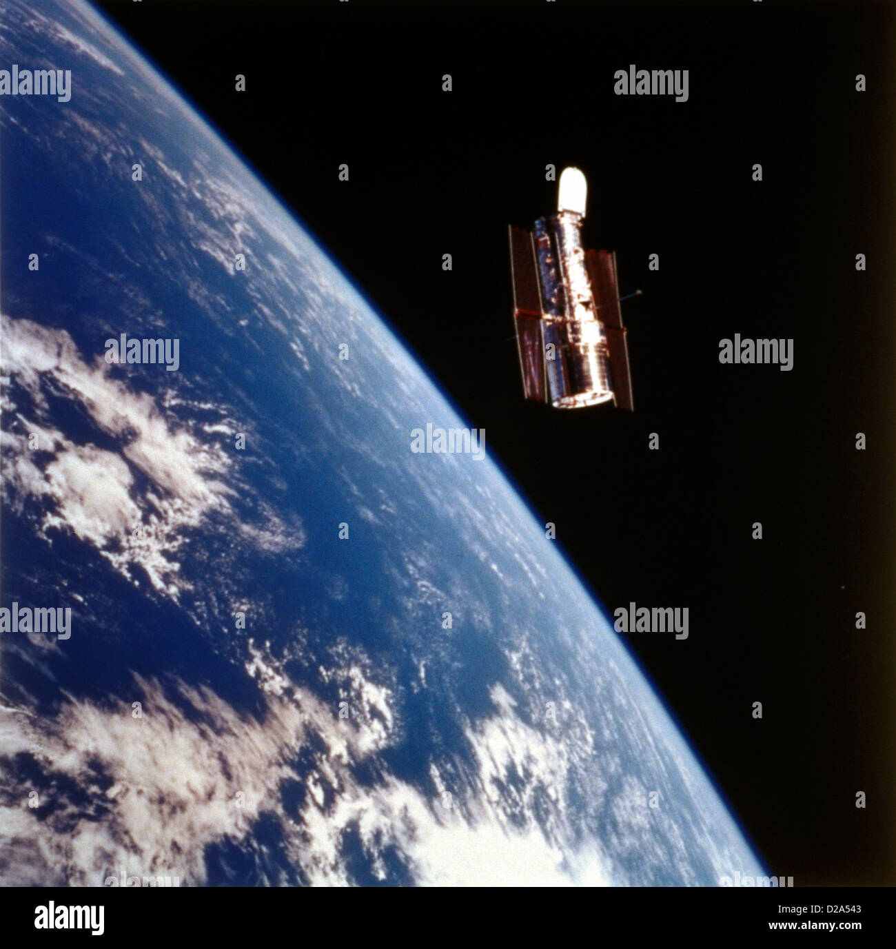 After Being Serviced, The Hubble Space Telescope Is Released From Space Shuttle Discovery. Stock Photo