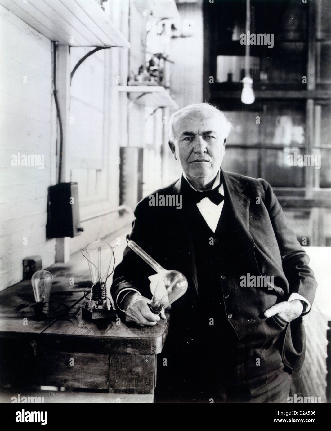 Thomas Alva Edison With His 'Edison Effect' Lamps Stock Photo