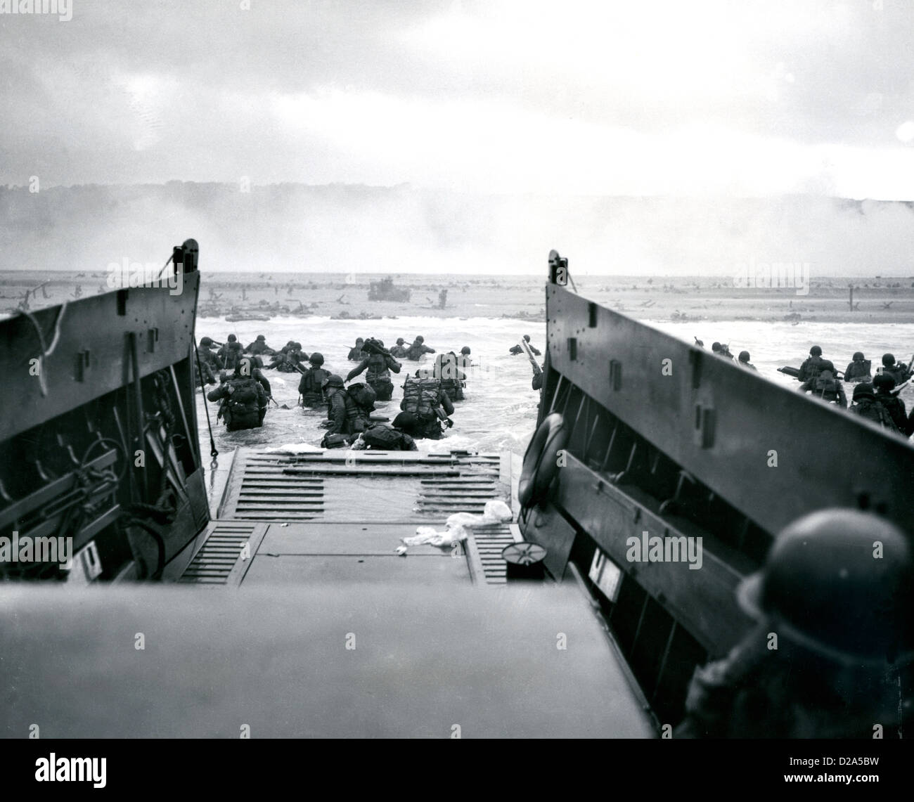 Landing Barge D-Day Invasion Of France. World War Ii Stock Photo