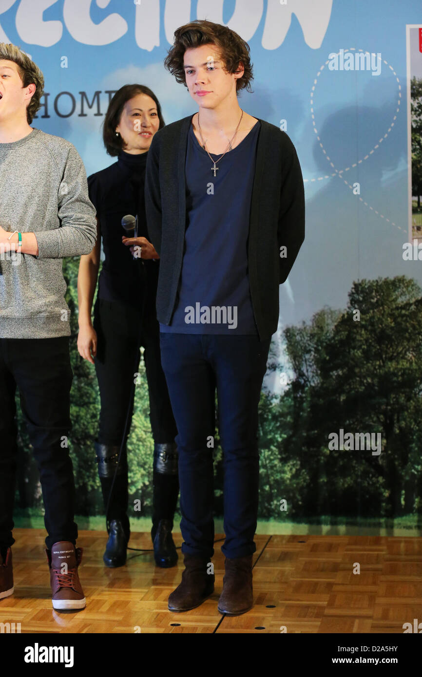Harry Styles Tokyo Japan 18th January 13 One Direction S First Press Conference In Japan To Promote Their New Album Take Me Home The Boy Band Is Here For 3 Days And Will