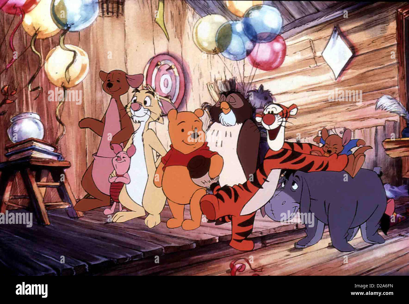 Tigger's Grosses Abenteuer  Tigger Movie,  Kanga, Piglet, Winnie Pooh, Owl, Eyeore, Roo, Tigger (vorn) *** Local Caption *** Stock Photo