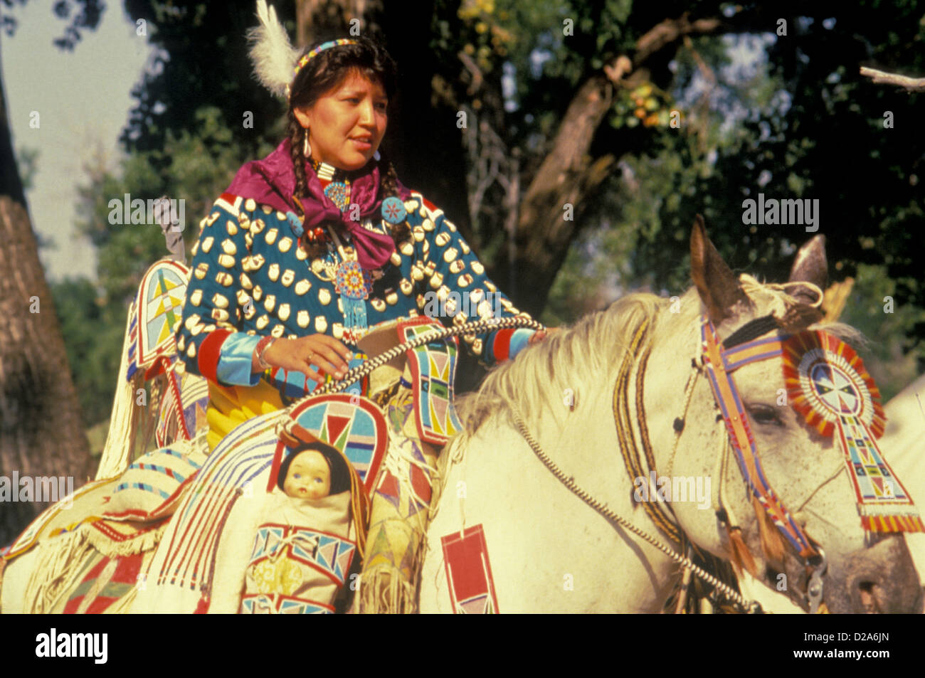 Montana, Crow Fair. Native American Woman Stock Photo