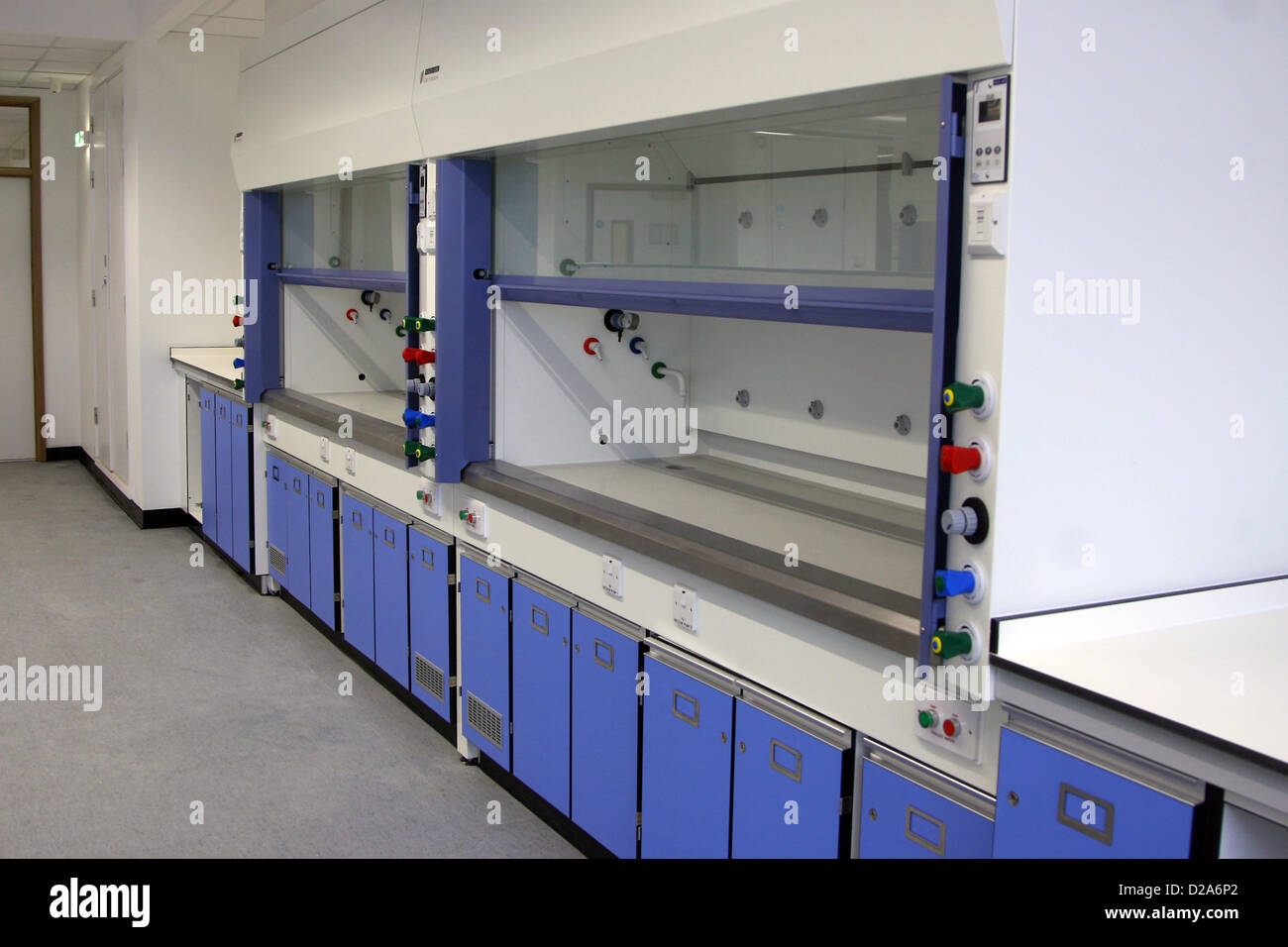 Fume cupboards and benches in a new research laboratory Stock Photo Alamy