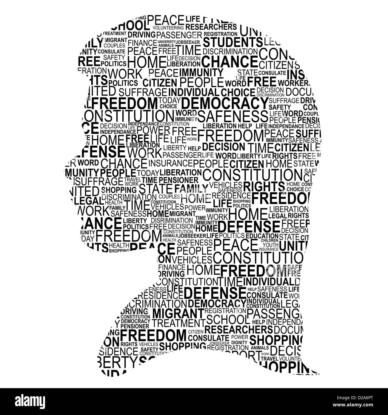 silhouette of face shape for human rights Stock Photo
