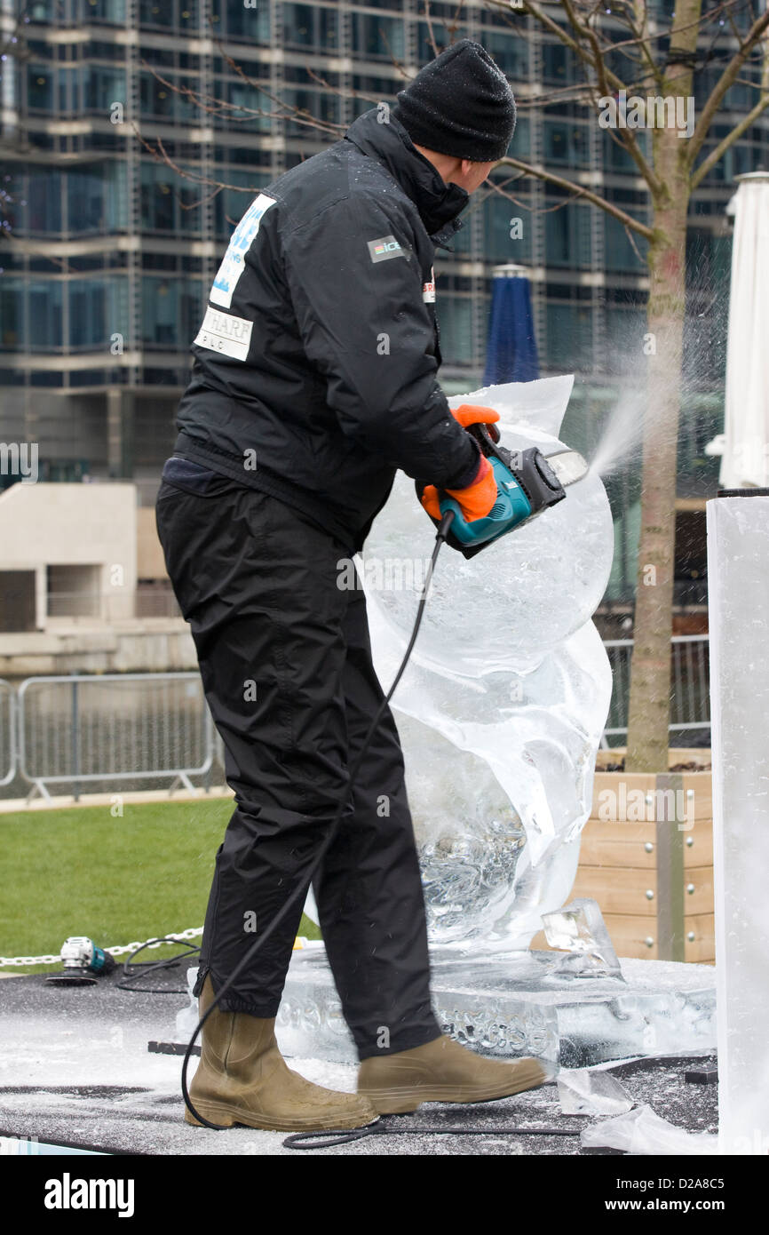 Ice sculptures Canary Wharf London England 'The Wonders of the Universe