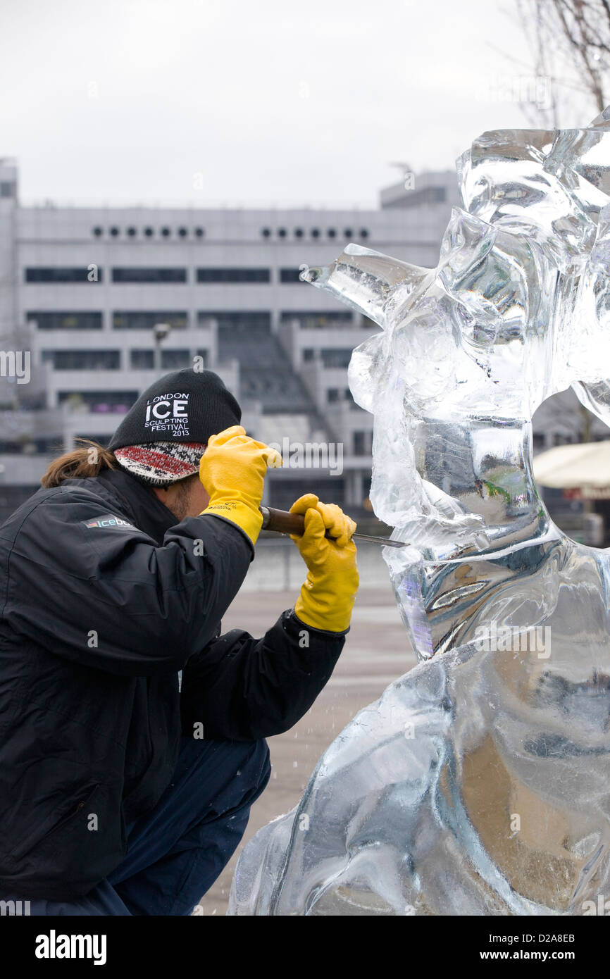 Ice sculptures Canary Wharf London England 'The Wonders of the Universe