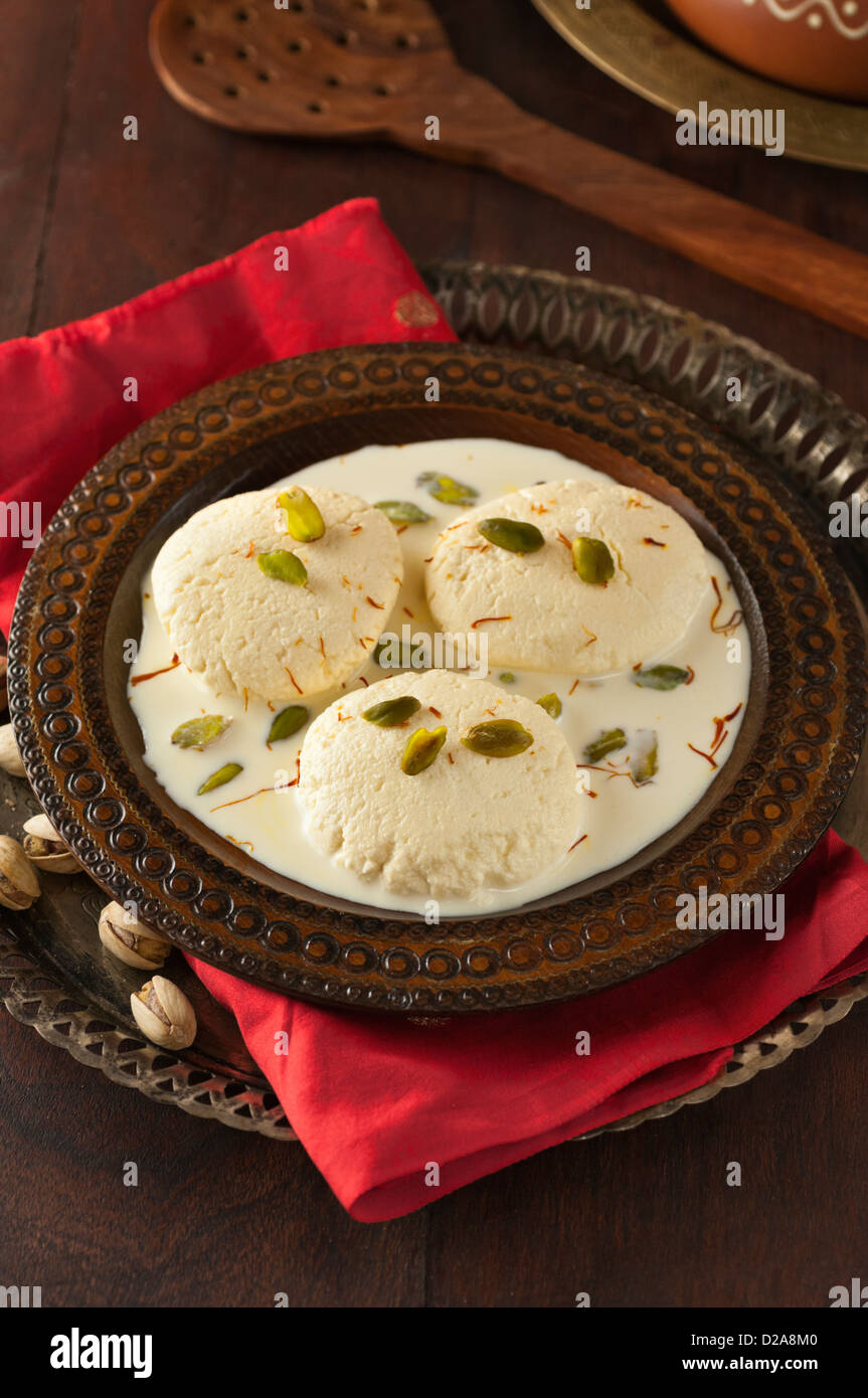 Ras malai Indian cream dessert Stock Photo