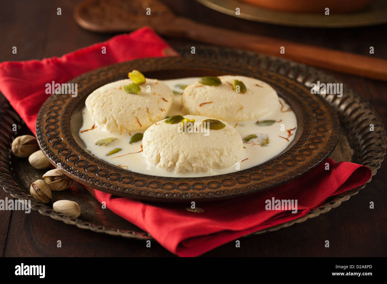 Ras malai Indian cream dessert Stock Photo