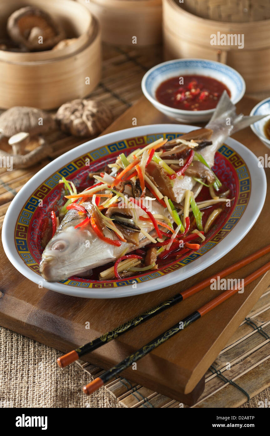 Whole steamed fish Chinese Food Stock Photo