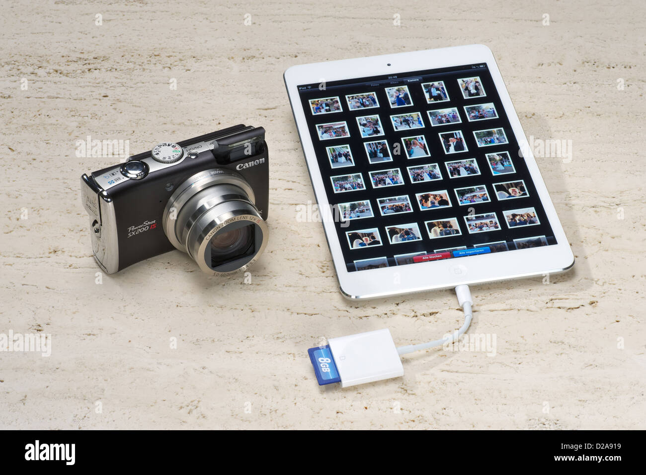 Hamburg, Germany, Apple iPad mini with a camera and Lightning on SD Kartenlesegeraet Stock Photo