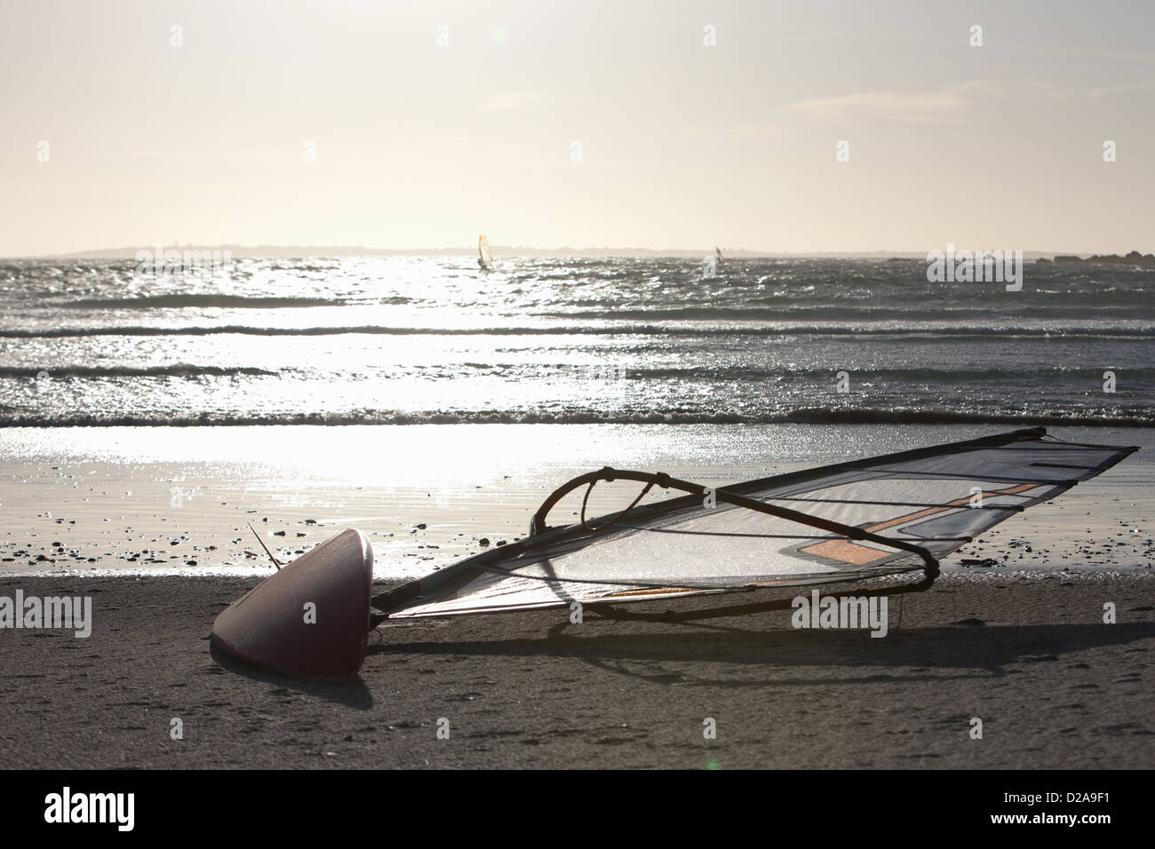 Wind sailing board on beach Stock Photo Alamy