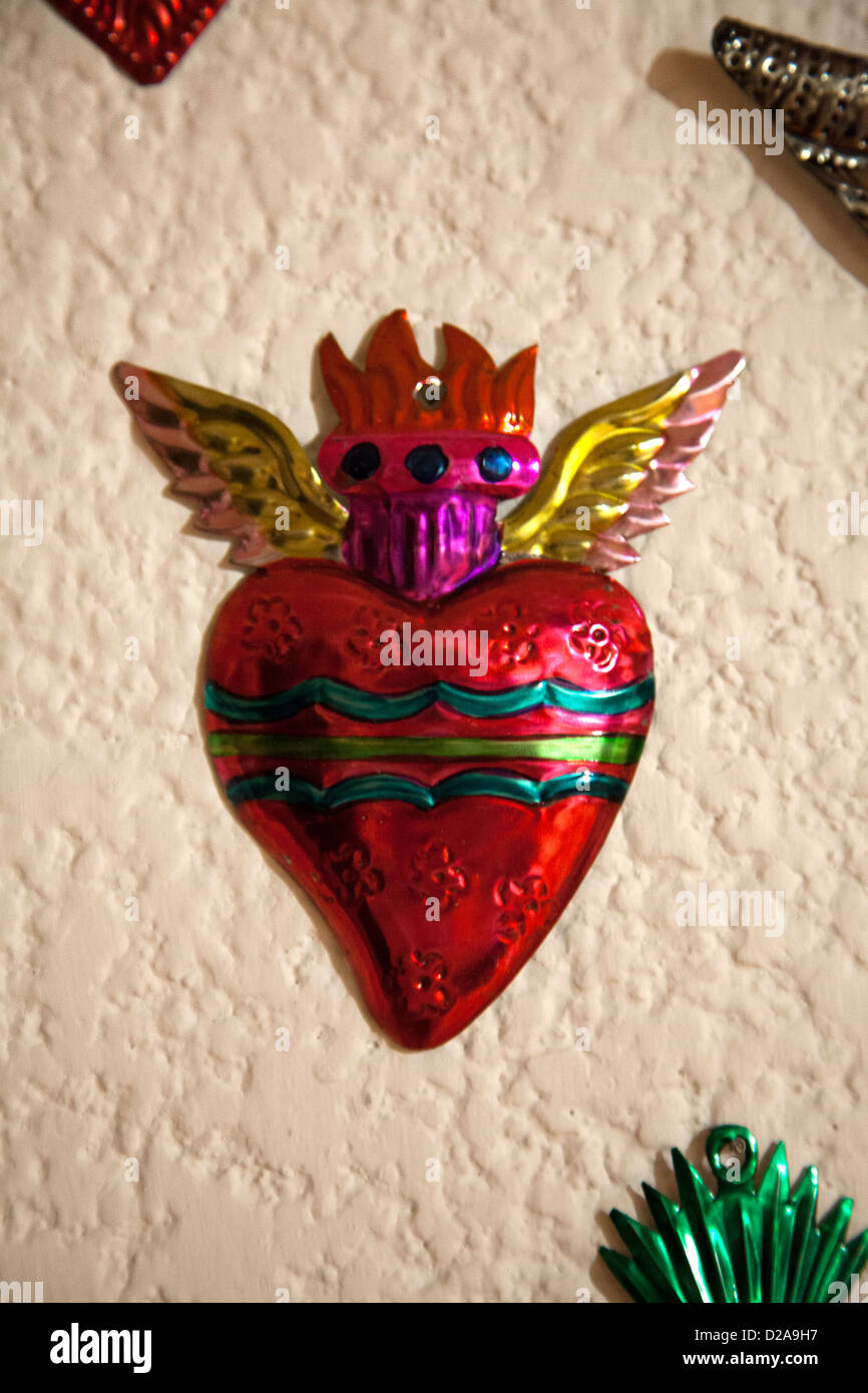Mexican Tin Hearts Craft Decorations Stock Photo Alamy