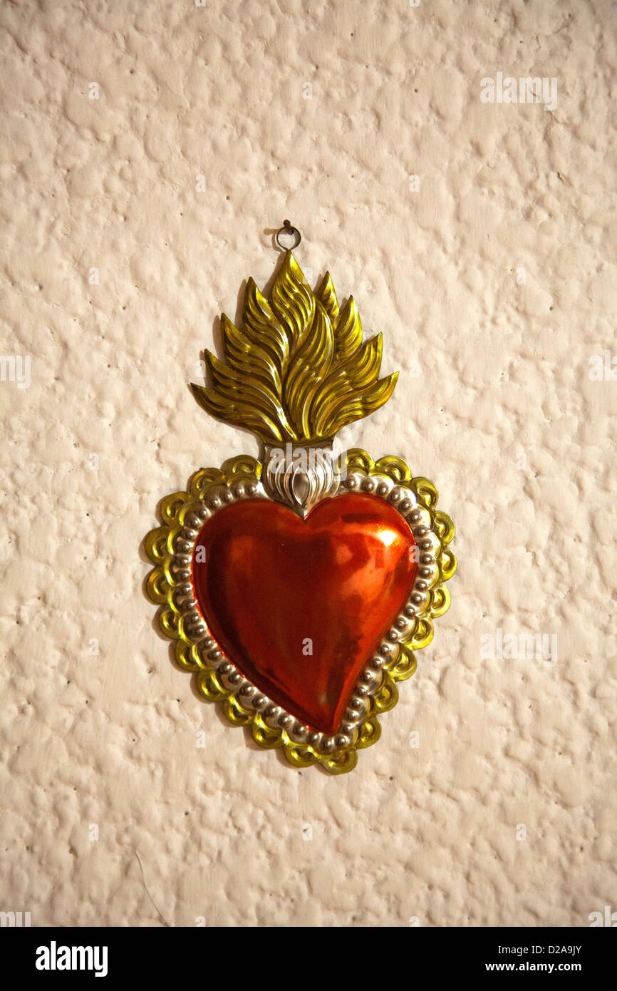 Mexican Tin Hearts Craft Decorations Stock Photo Alamy