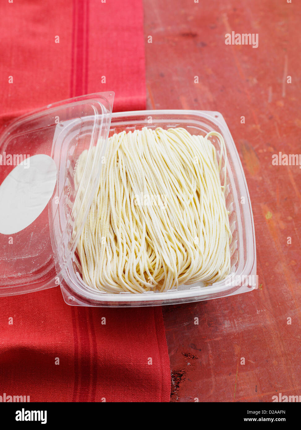 Package of fresh angel hair pasta Stock Photo