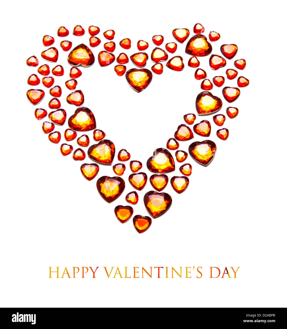 Valentines day card - Red hearts in heart shape on white background ...