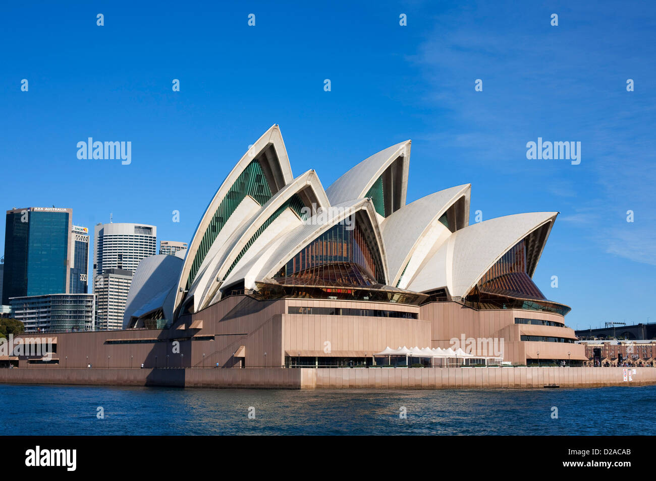 Sydney Opera House on Bennelong Point taken from a Sydney Harbour Ferry on a clear blue sunny day Sydney Australia Stock Photo